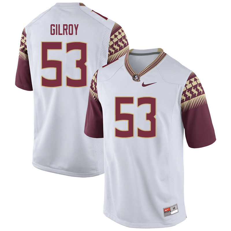 Women #53 Tyler Gilroy Florida State Seminoles College Football Jerseys Sale-White - Click Image to Close